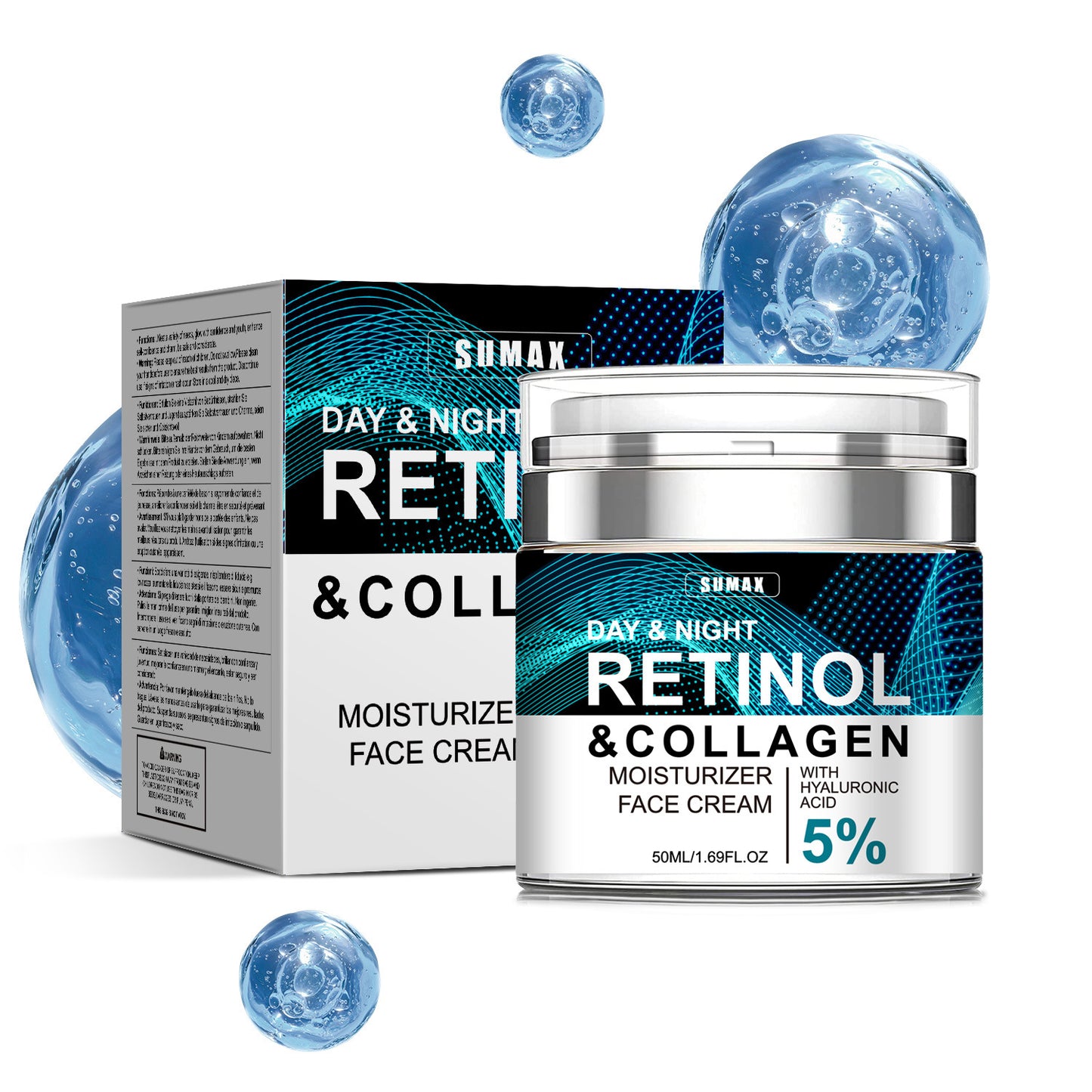 50ml Face Moisturizer Retinol Cream Anti Wrinkle Firming Brightening Collagen Hyaluronic Acid Creams Facial Skin Care Products