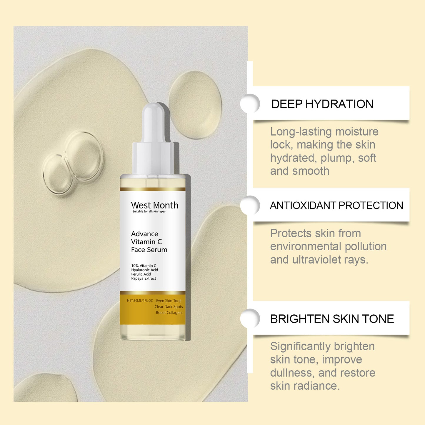 Advance Vitamin C Face Serum Remove Dark Spots Brightening Repair Dull Moisturizing Whitening Skin Tone Essence Beauty Products
