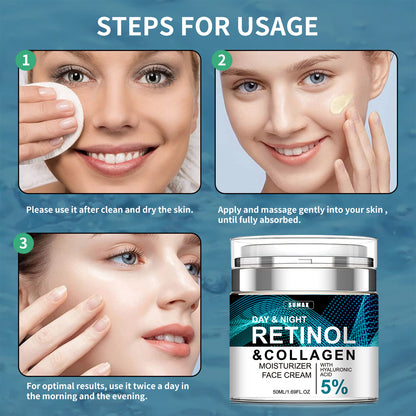 50ml Face Moisturizer Retinol Cream Anti Wrinkle Firming Brightening Collagen Hyaluronic Acid Creams Facial Skin Care Products