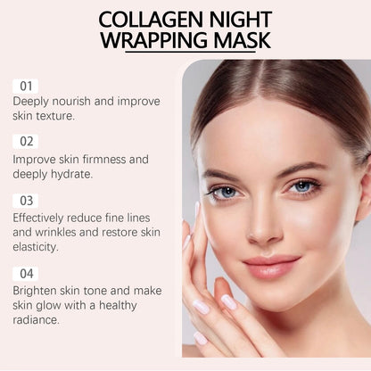 Collagen Peel Off Face Mask Pore Shrinking Hydrating Moisturizing Night Wrapping Mask Cream Firming Skin Peel-off Facial Mask