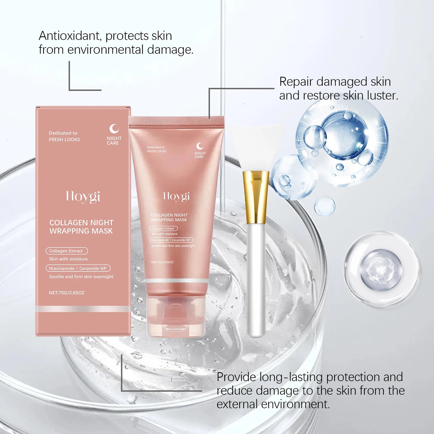 Collagen Peel Off Face Mask Pore Shrinking Hydrating Moisturizing Night Wrapping Mask Cream Firming Skin Peel-off Facial Mask
