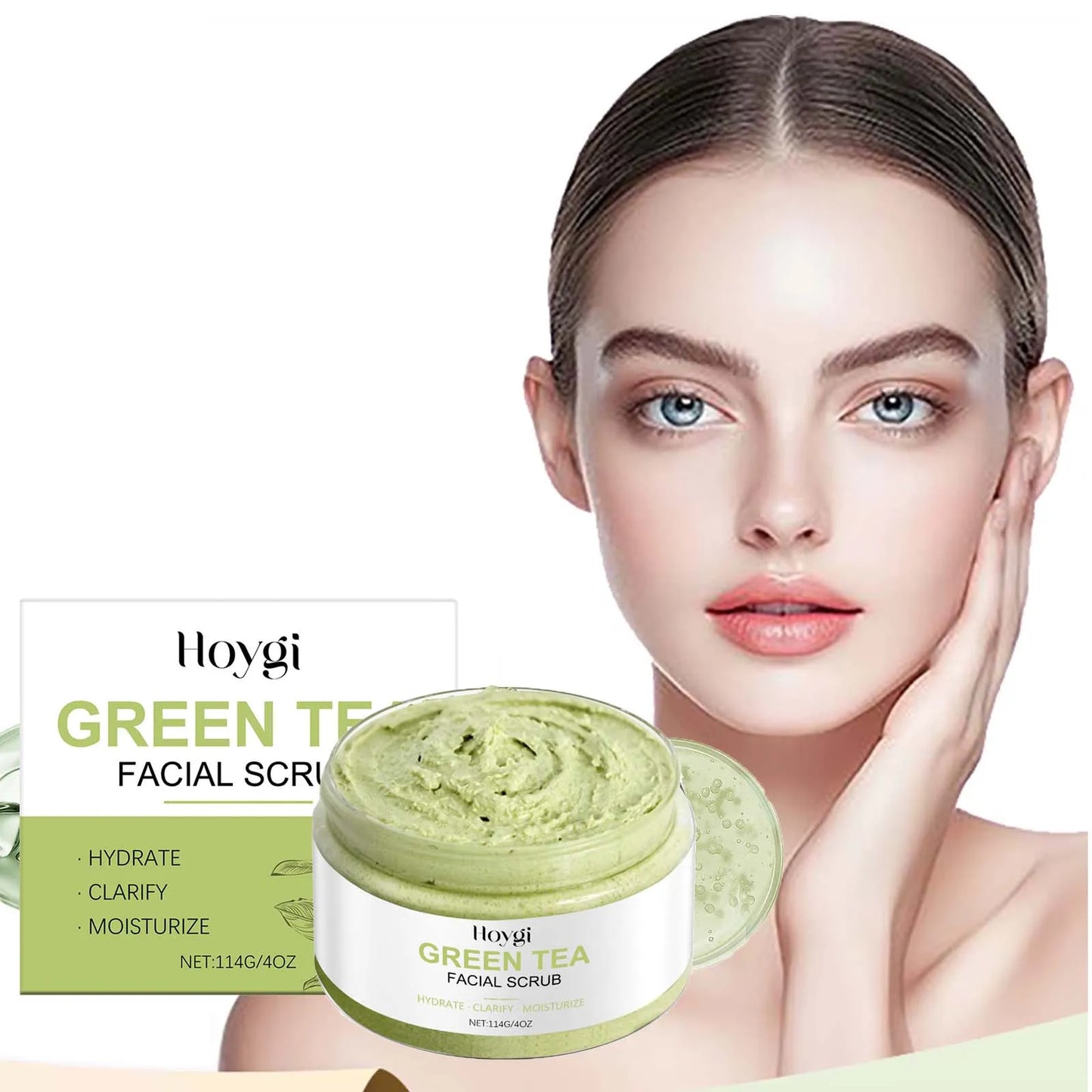 Green Tea Facial Scrub Deep Pore Cleansing Hydrating Blackhead Removal Dead Skin Gentle Exfoliating Scrub Skin Renewal Skin Care