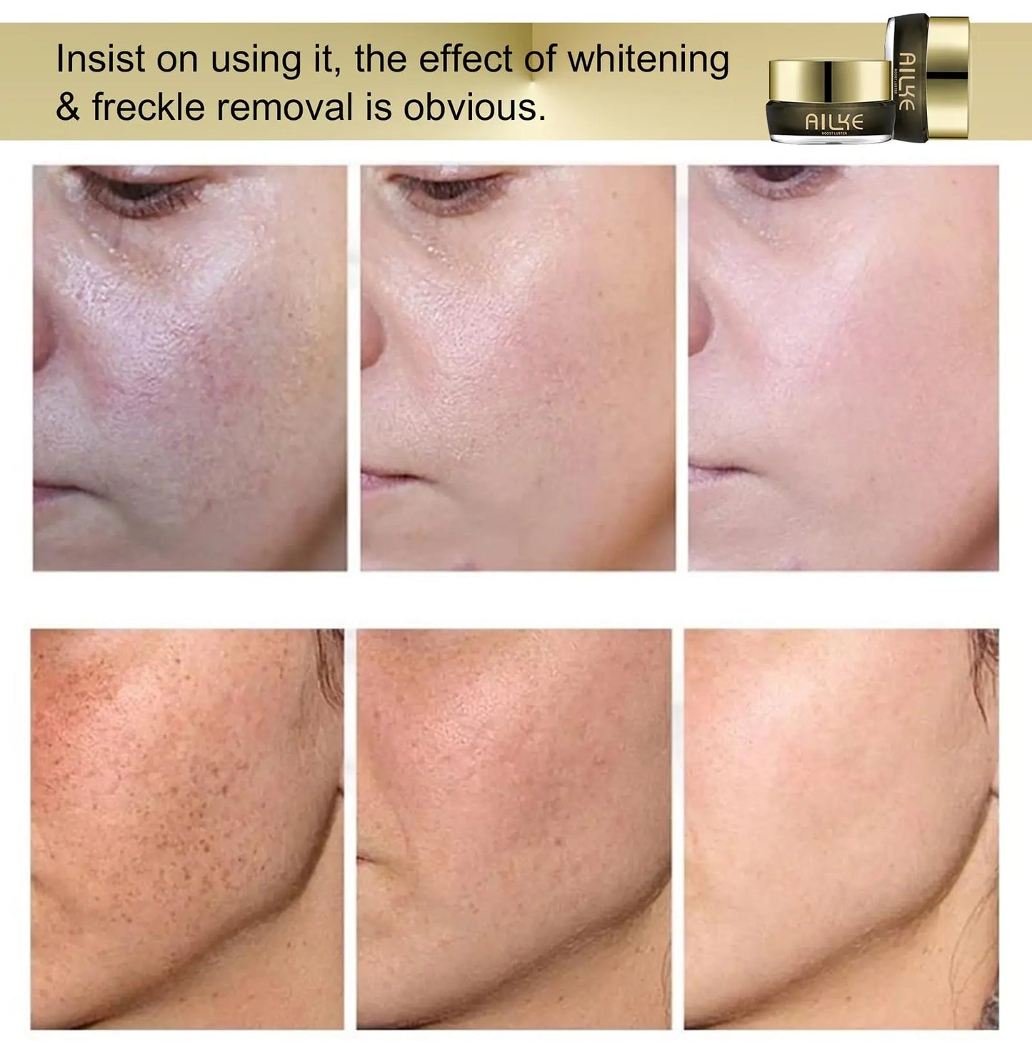 AILKE Whitening Face Cream, Reduce Dark Spots, Inhibit Melanin, With Collagen, Glutathione, For All Skin Types