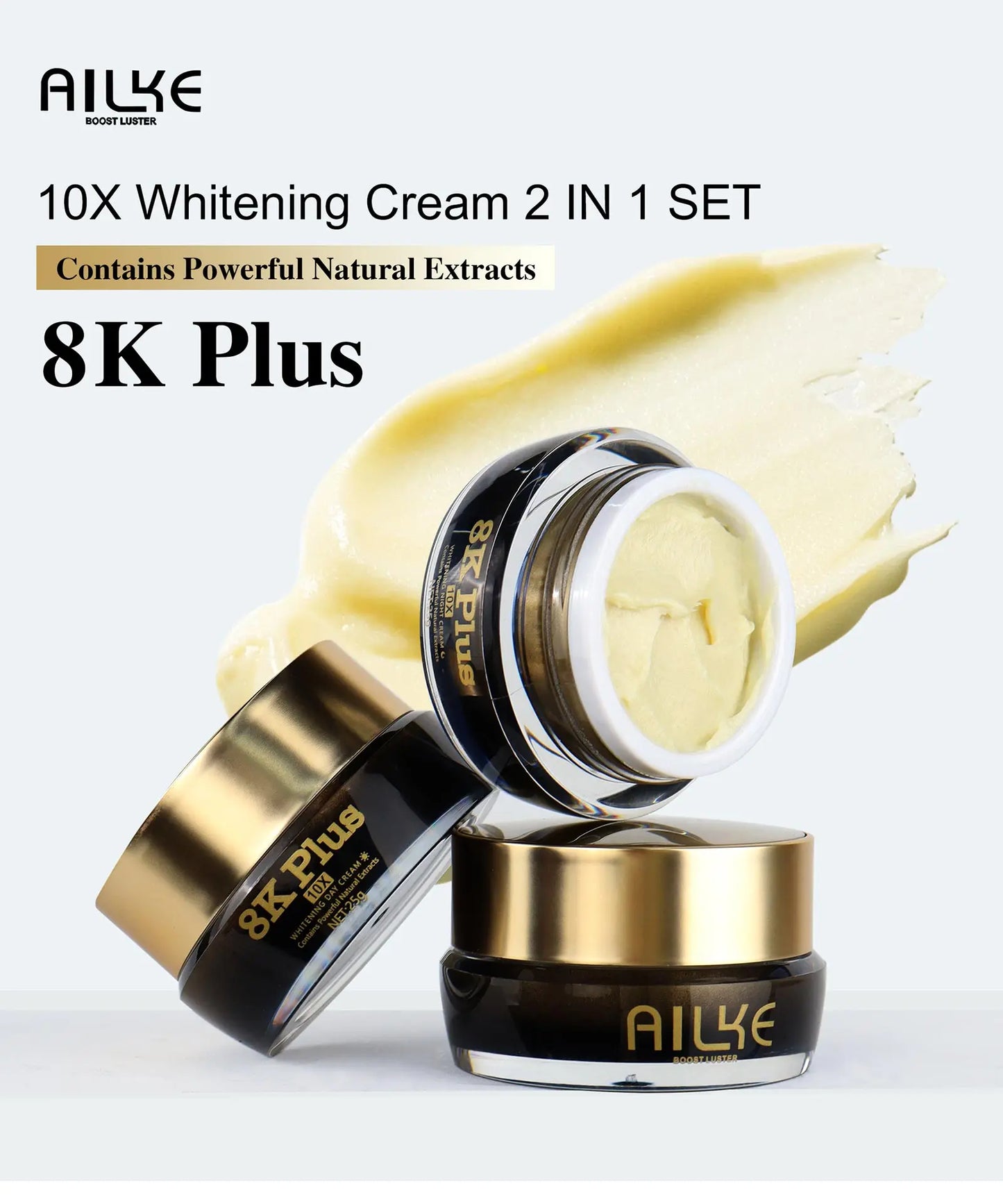 AILKE Whitening Face Cream, Reduce Dark Spots, Inhibit Melanin, With Collagen, Glutathione, For All Skin Types