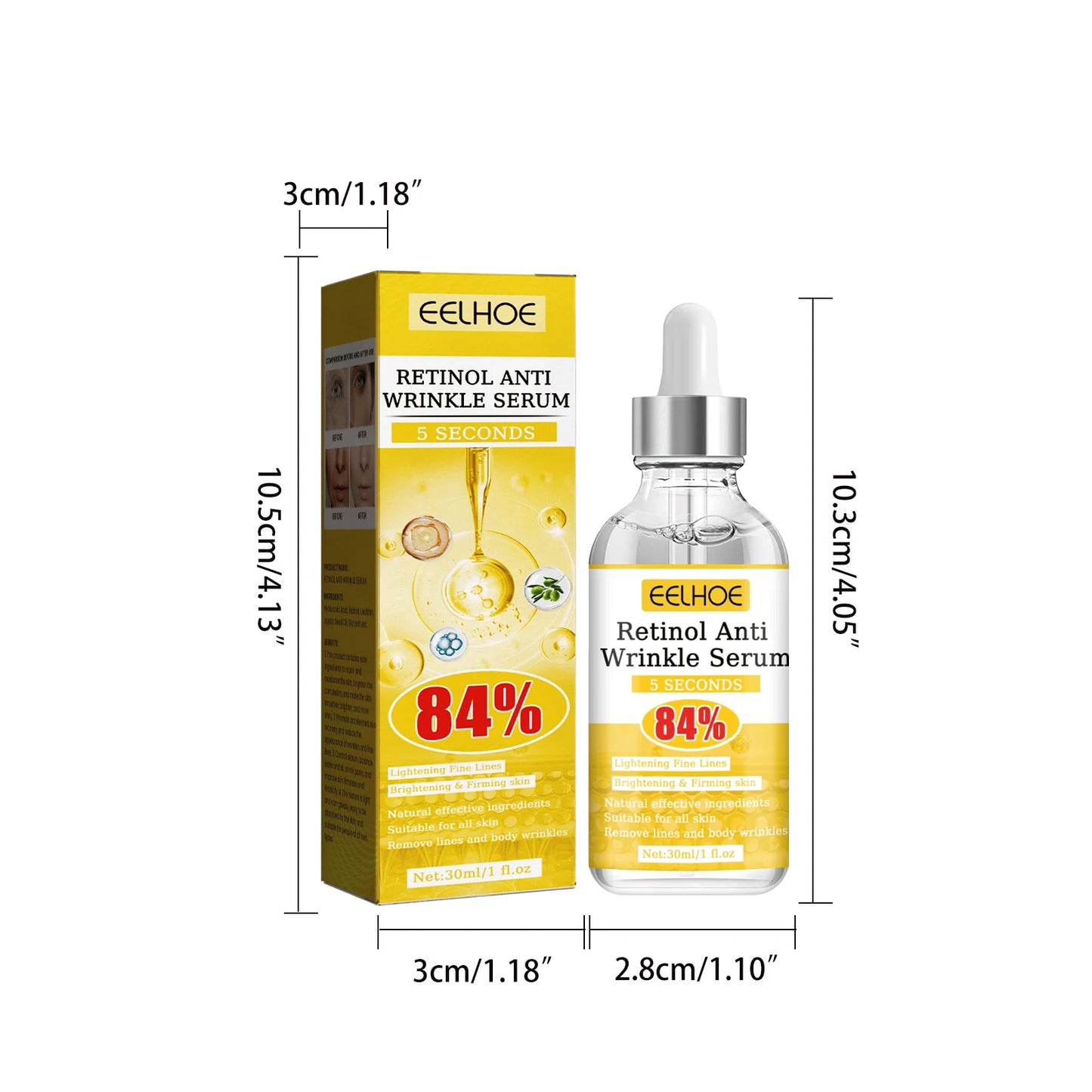 Retinol Anti-Wrinkle Serum Anti Aging Face Lifting Firming Fade Fine Lines Moisturizing Skin Care Hyaluronic Acid Facial Serum