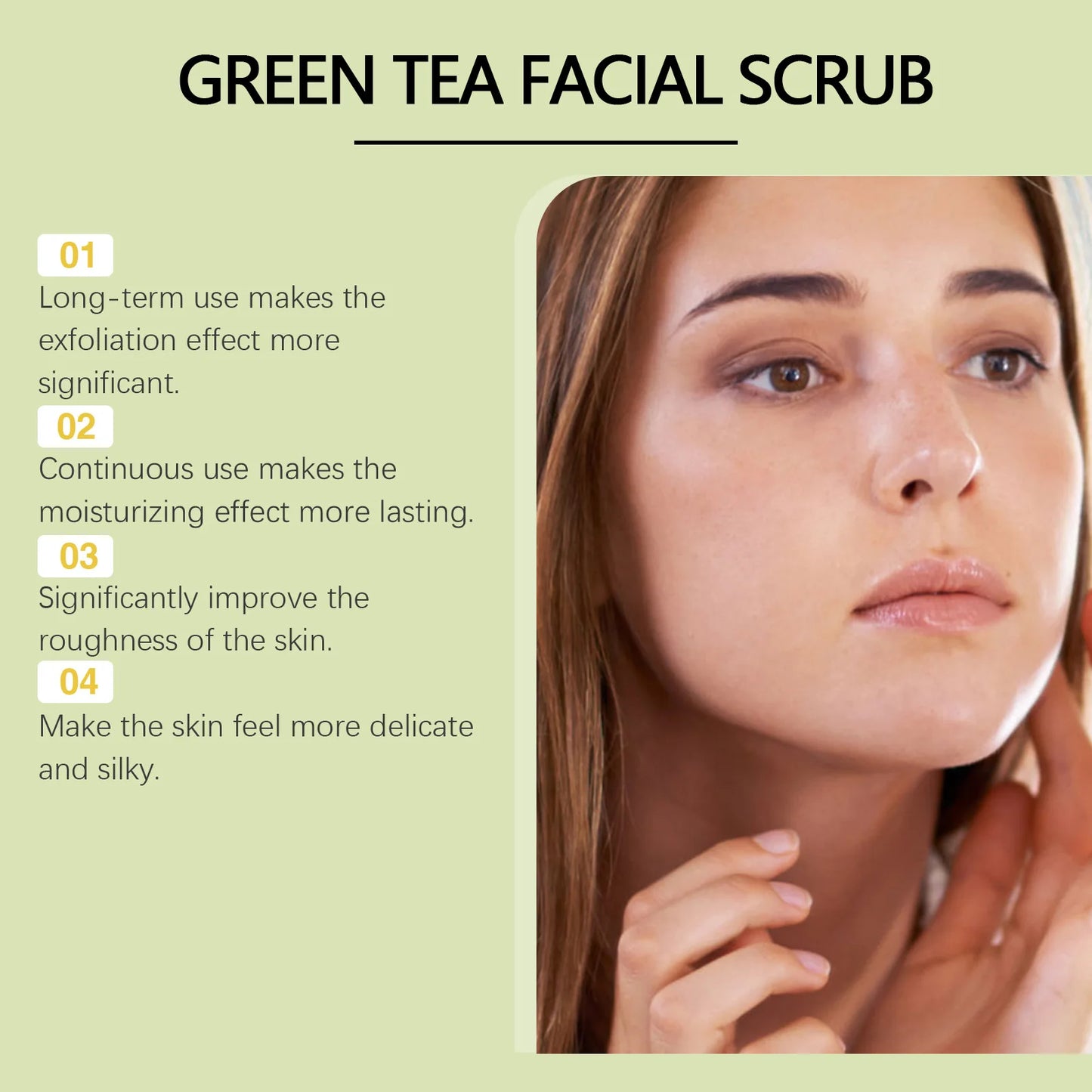 Green Tea Facial Scrub Deep Pore Cleansing Hydrating Blackhead Removal Dead Skin Gentle Exfoliating Scrub Skin Renewal Skin Care