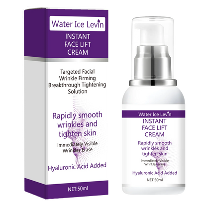Instant face lift cream with hyaluronic acid for wrinkles. Firming solution.