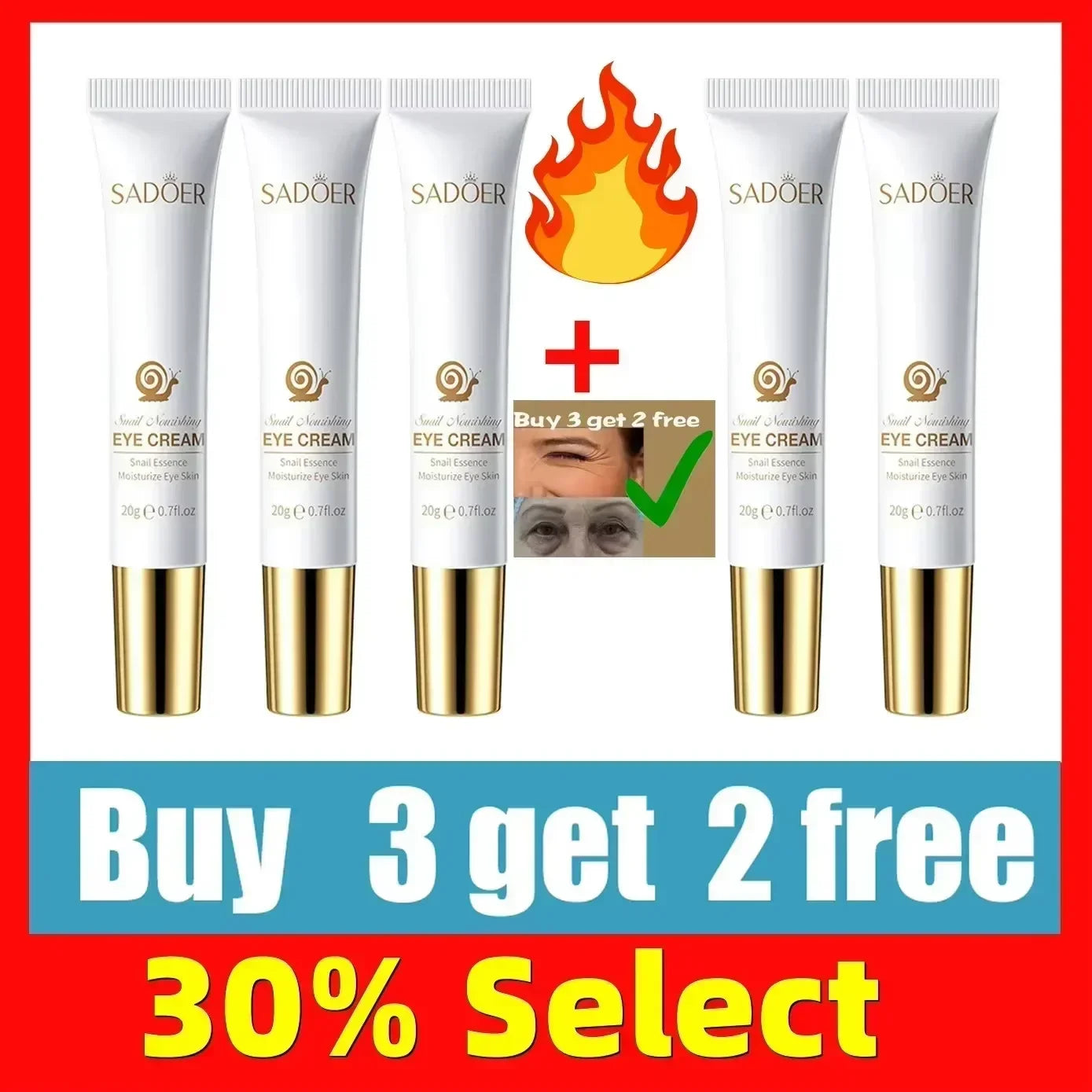 Snail Eye Cream Anti Dark Circles Under The Eyes Remove Eye bags Moisturizing Anti-Aging Eyes Skin Care Products