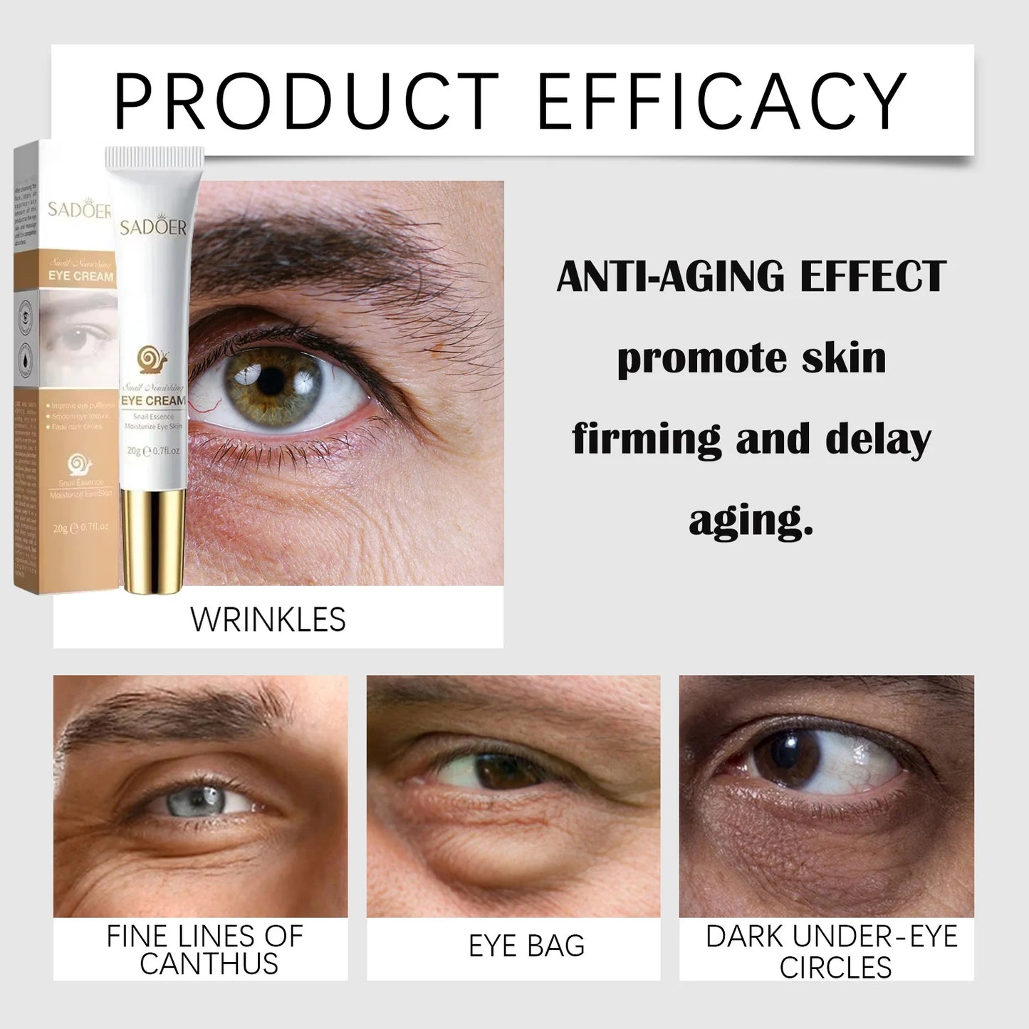 Snail Eye Cream Anti Dark Circles Under The Eyes Remove Eye bags Moisturizing Anti-Aging Eyes Skin Care Products