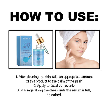 EELHOE 30ml Copper Peptide Facial Serum Moisturizing Firming Face Skin Increase Elasticity Anti Wrinkle Lines Daily Facial Care