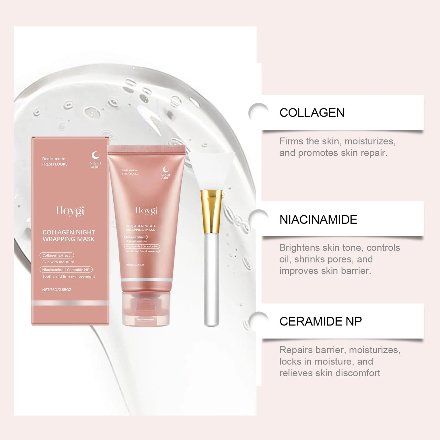 Collagen Peel Off Face Mask Pore Shrinking Hydrating Moisturizing Night Wrapping Mask Cream Firming Skin Peel-off Facial Mask