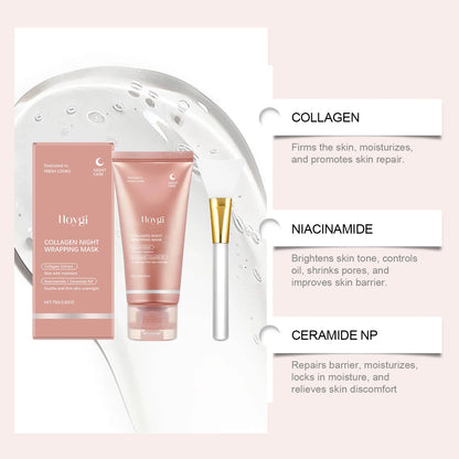 Collagen Peel Off Face Mask Pore Shrinking Hydrating Moisturizing Night Wrapping Mask Cream Firming Skin Peel-off Facial Mask