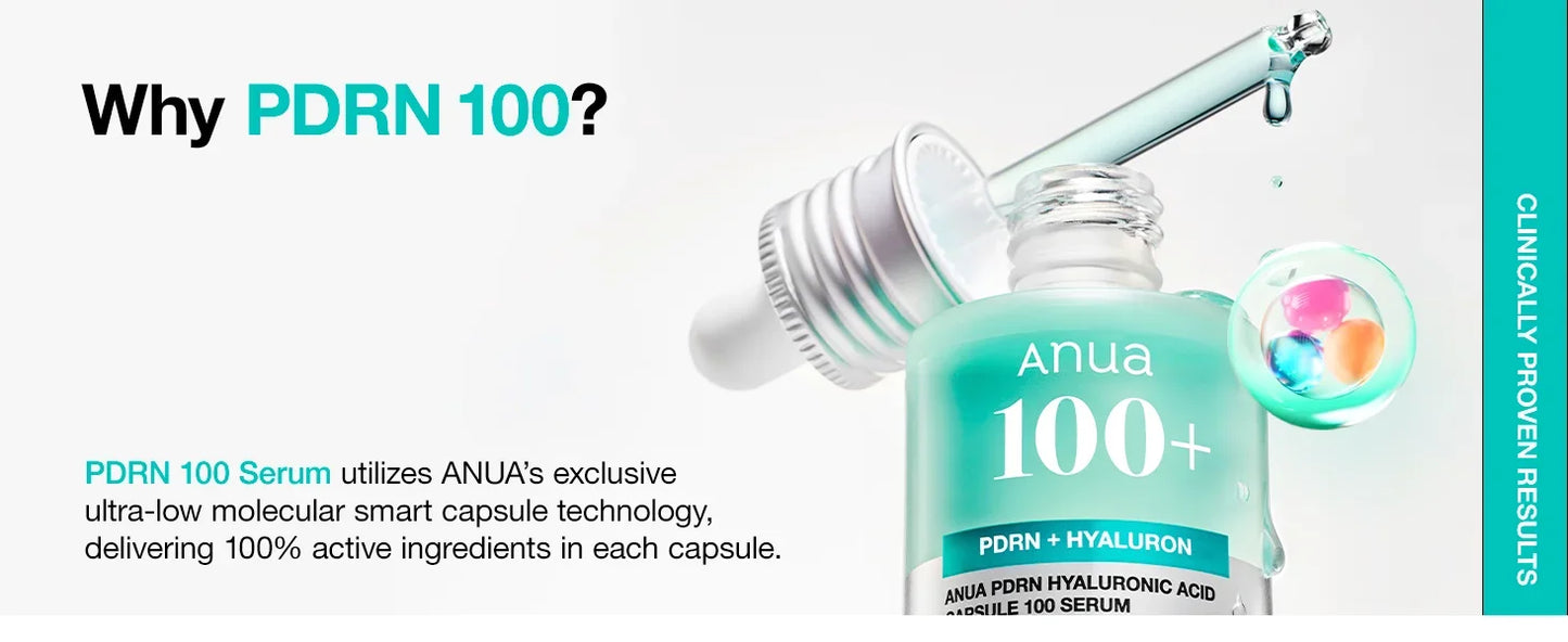 Anua PDRN Hyaluronic Acid 100 Capsules Serum, Revitalizing Face Serum, Hyaluronic Acid, Moisturizing, Korean Skincare