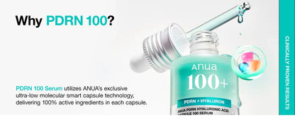 Anua PDRN Hyaluronic Acid 100 Capsules Serum, Revitalizing Face Serum, Hyaluronic Acid, Moisturizing, Korean Skincare
