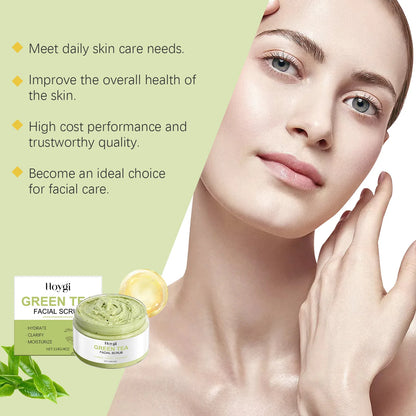 Green Tea Facial Scrub Deep Pore Cleansing Hydrating Blackhead Removal Dead Skin Gentle Exfoliating Scrub Skin Renewal Skin Care