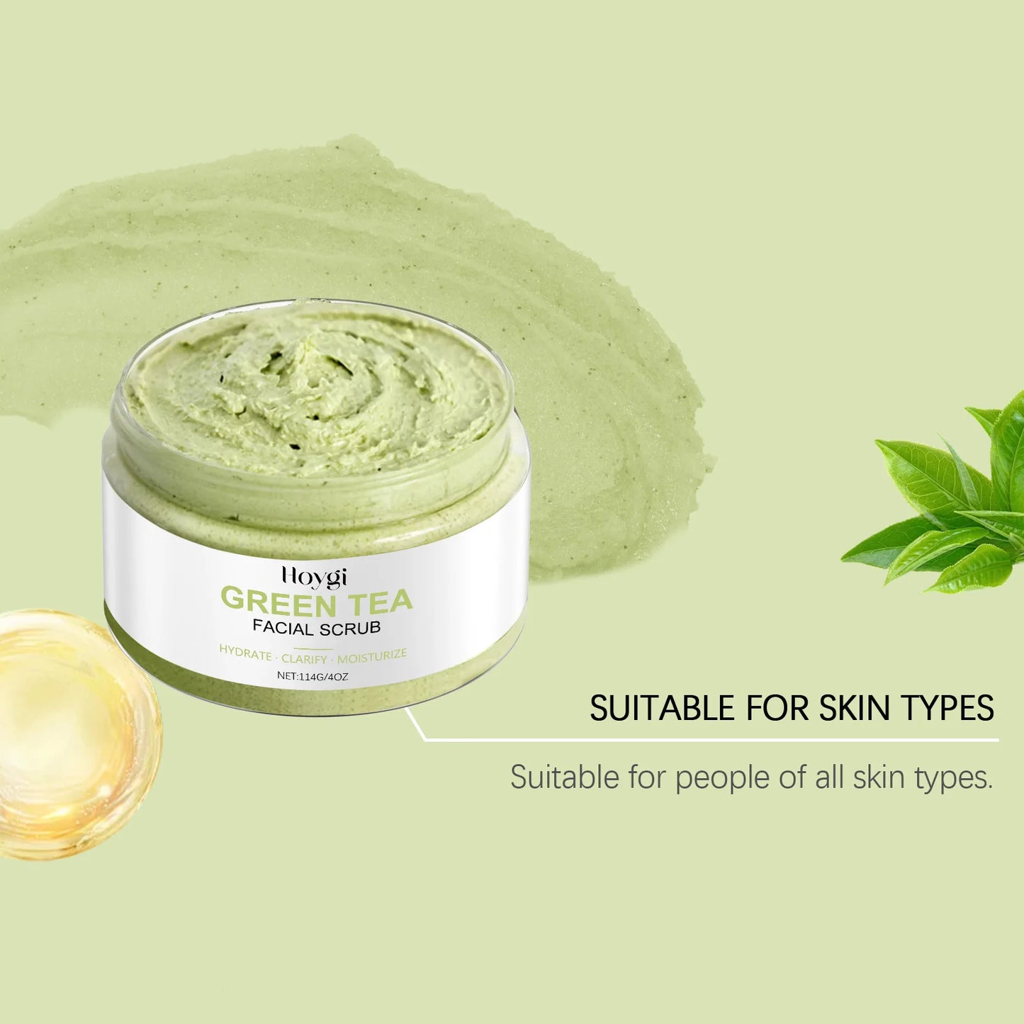 Green Tea Facial Scrub Deep Pore Cleansing Hydrating Blackhead Removal Dead Skin Gentle Exfoliating Scrub Skin Renewal Skin Care