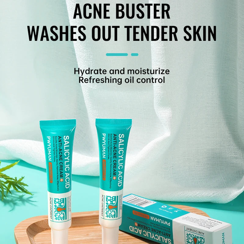 Salicylic Acid Acne Treatment Face Cream Repair Pimple Spots Deep Cleaning Pore Shrinking Anti-acne Scar Oil Control Moisturizer