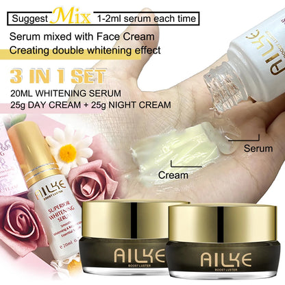 AILKE Whitening Face Cream, Reduce Dark Spots, Inhibit Melanin, With Collagen, Glutathione, For All Skin Types