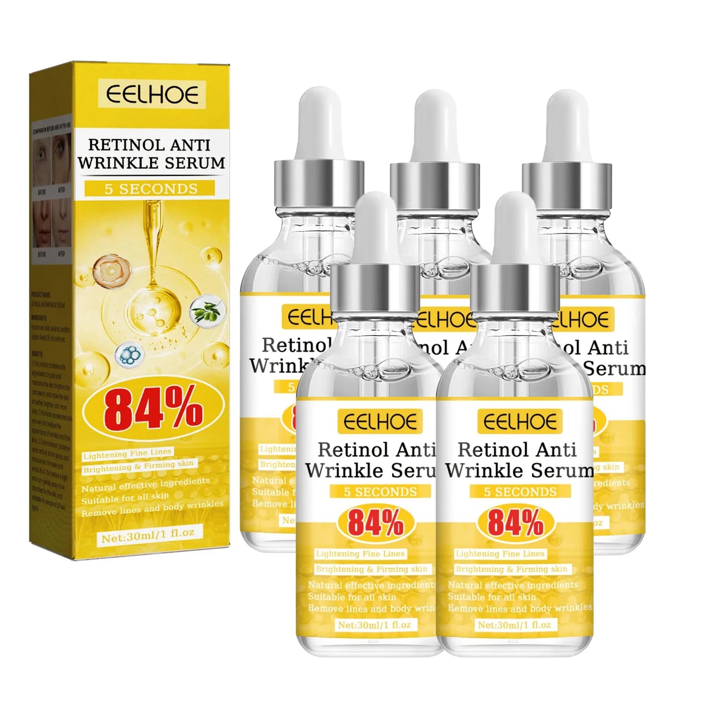 Retinol Anti-Wrinkle Serum Anti Aging Face Lifting Firming Fade Fine Lines Moisturizing Skin Care Hyaluronic Acid Facial Serum